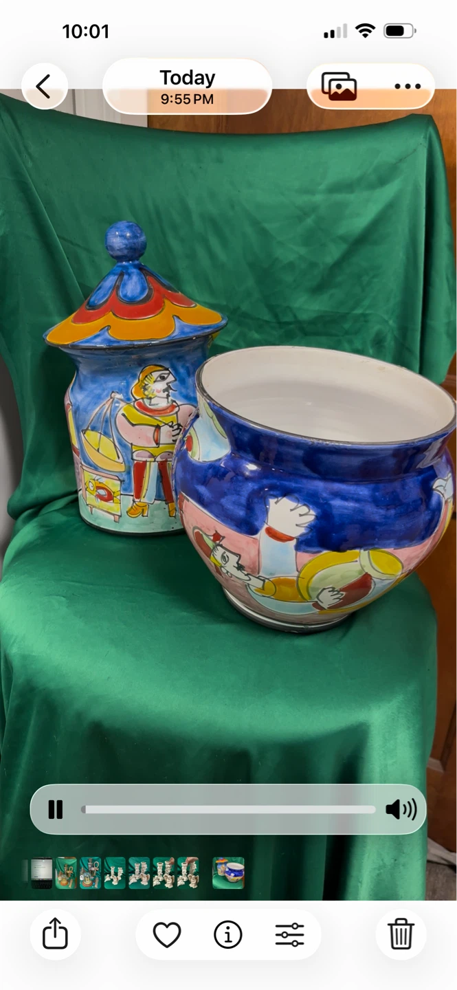 Vintage Ceramic Decorative Lidded Jar and Planter Set