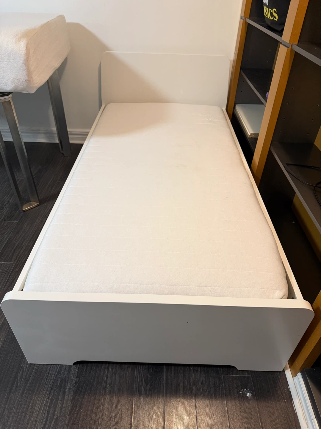 White Twin Bed Frame with Mattress