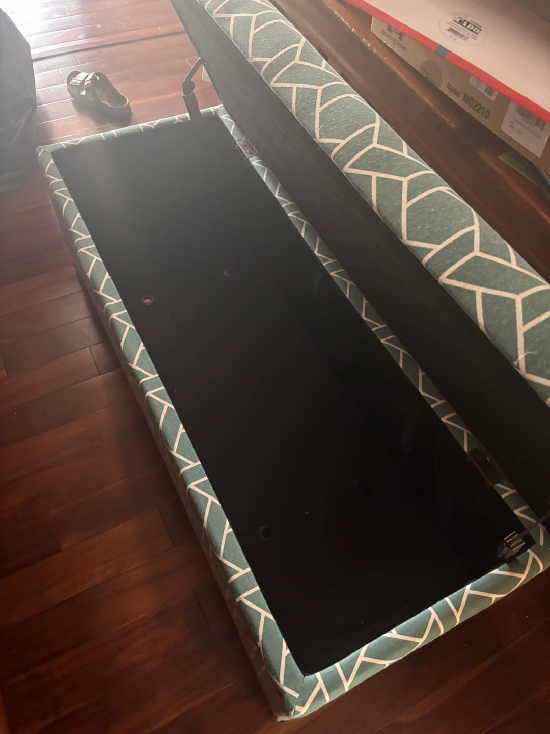 Storage Ottoman Bench - Green Geometric Pattern - photo 2