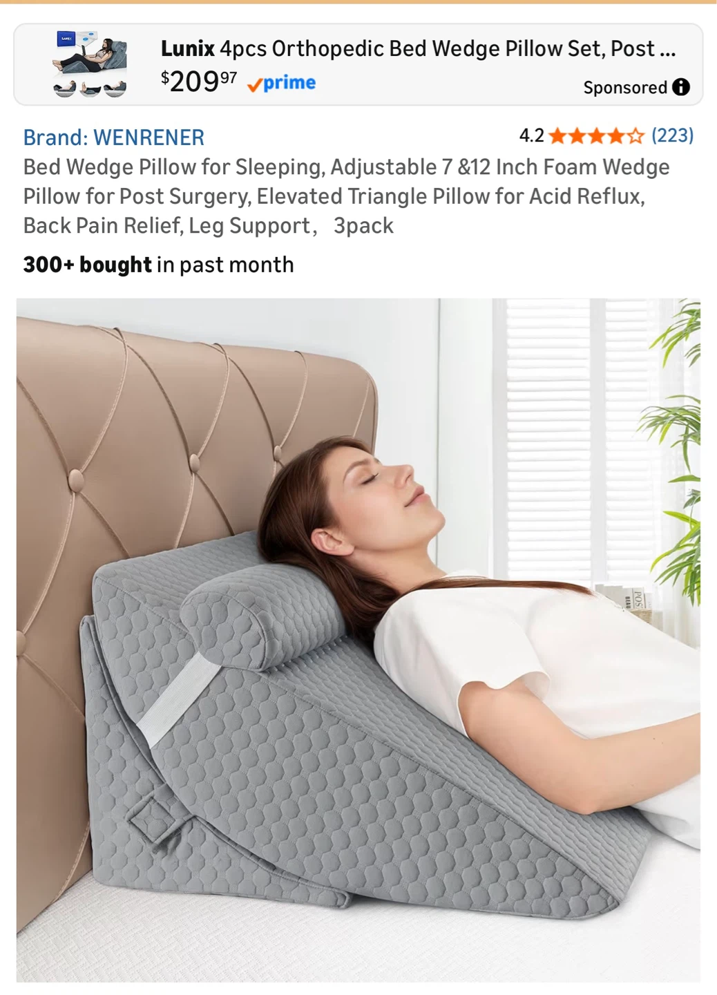 Brand new Bed Wedge Pillow Set - Grey