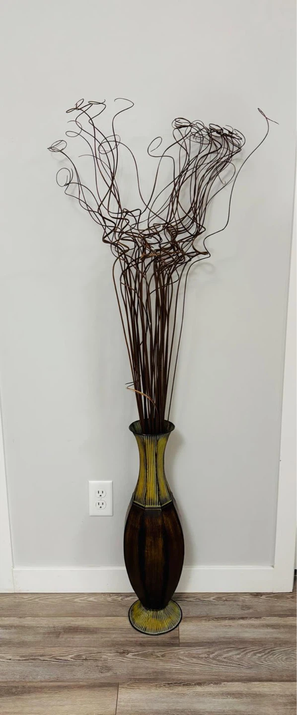 Tall Decorative Vase with Woven Branches