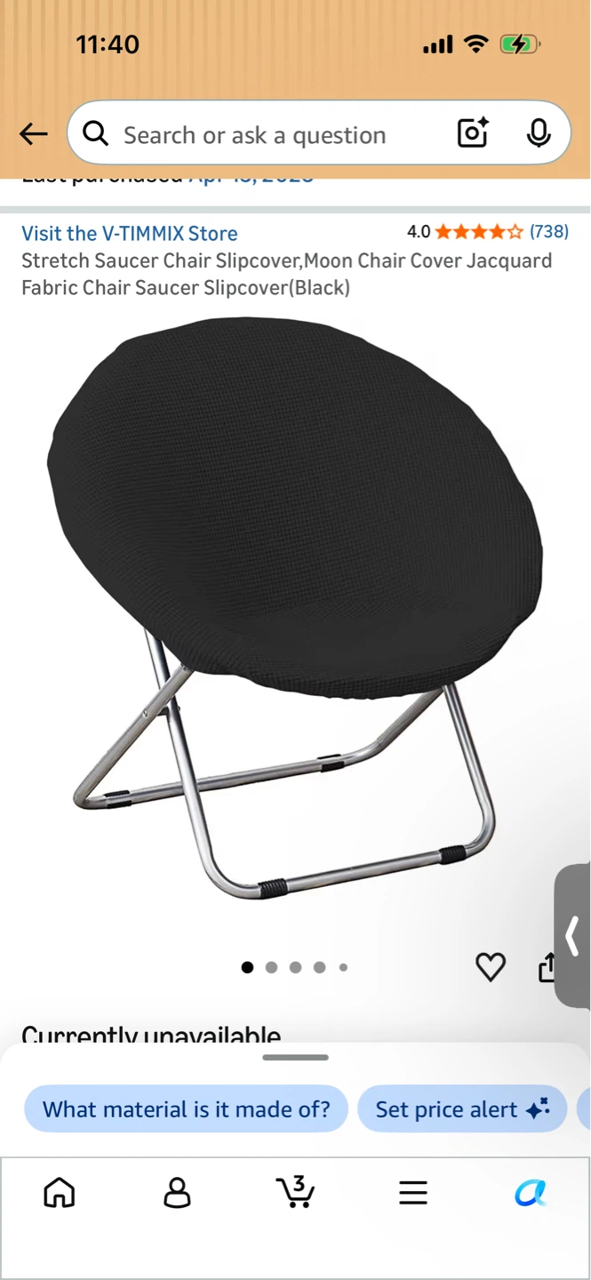 Black Round Saucer Chair+ Jacquard slipcover - photo 5