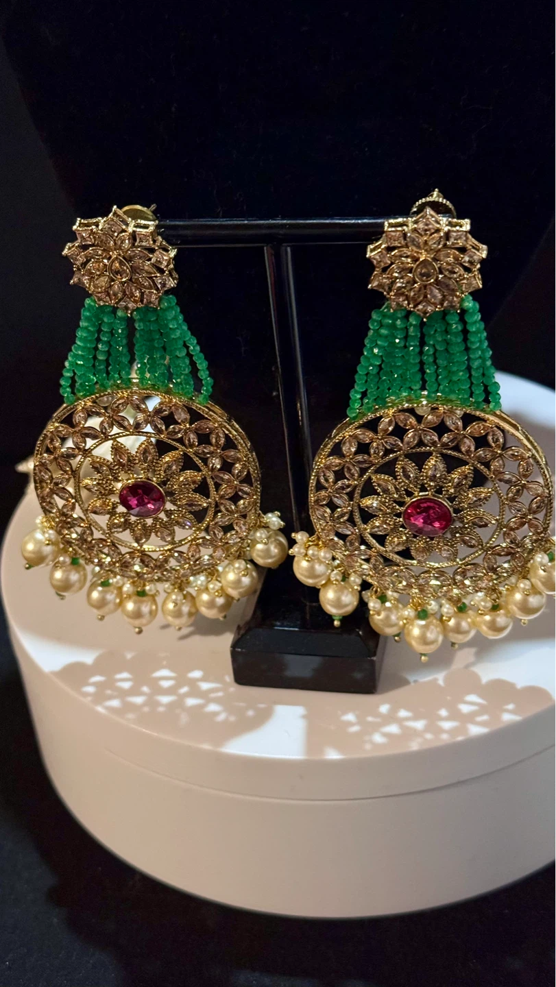 Polki green with ruby 4 piece set - photo 5