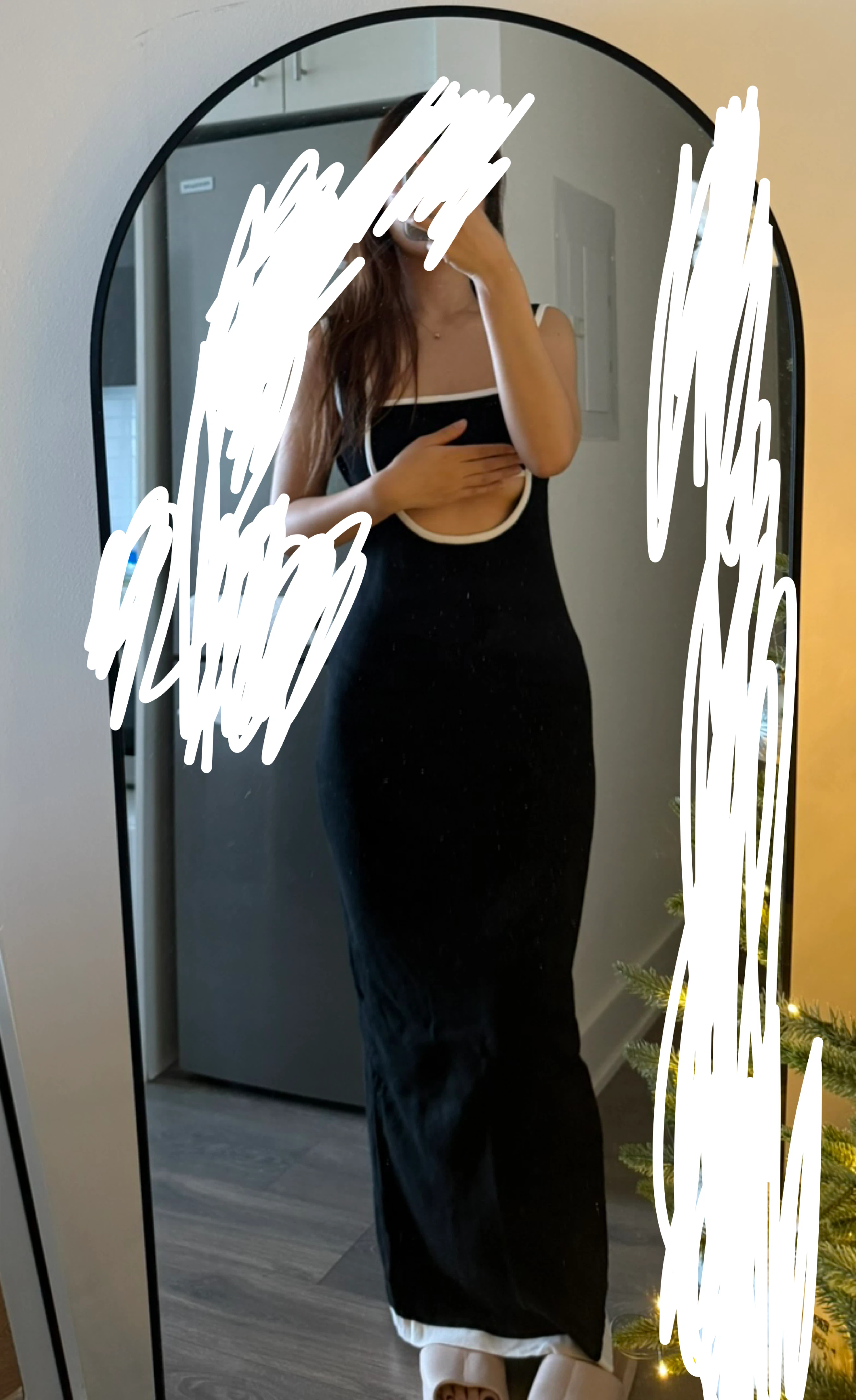 Black Maxi Dress with White Trim