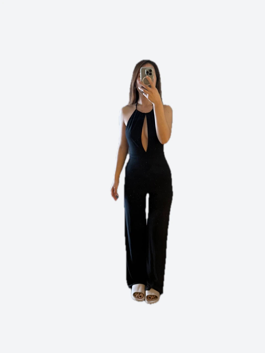 Black Halter Neck Wide Leg Jumpsuit