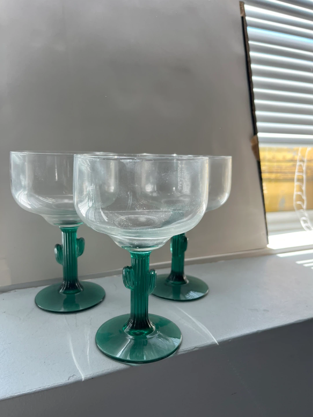 Set of 6 Margarita Glasses with Cactus Stem