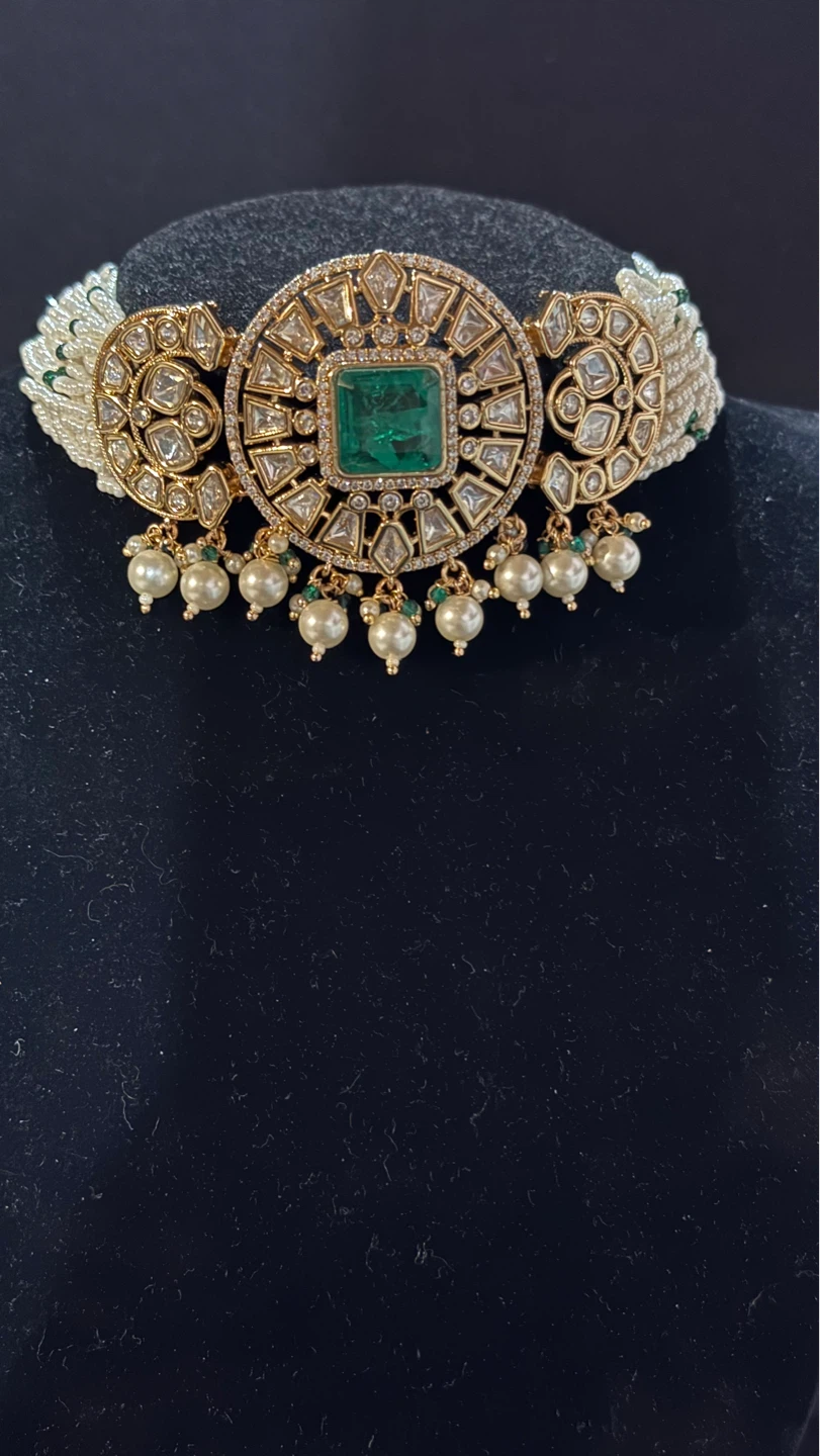 Moissanite green choker set - photo 2