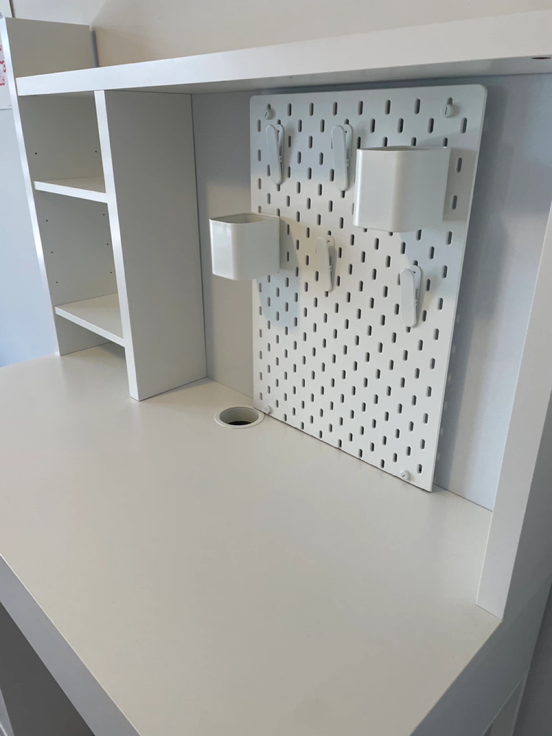 White IKEA Desk with Hutch and Pegboard - photo 2