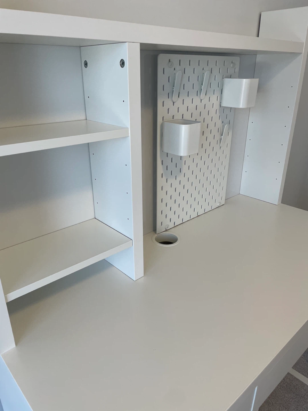 White IKEA Desk with Hutch and Pegboard - photo 5