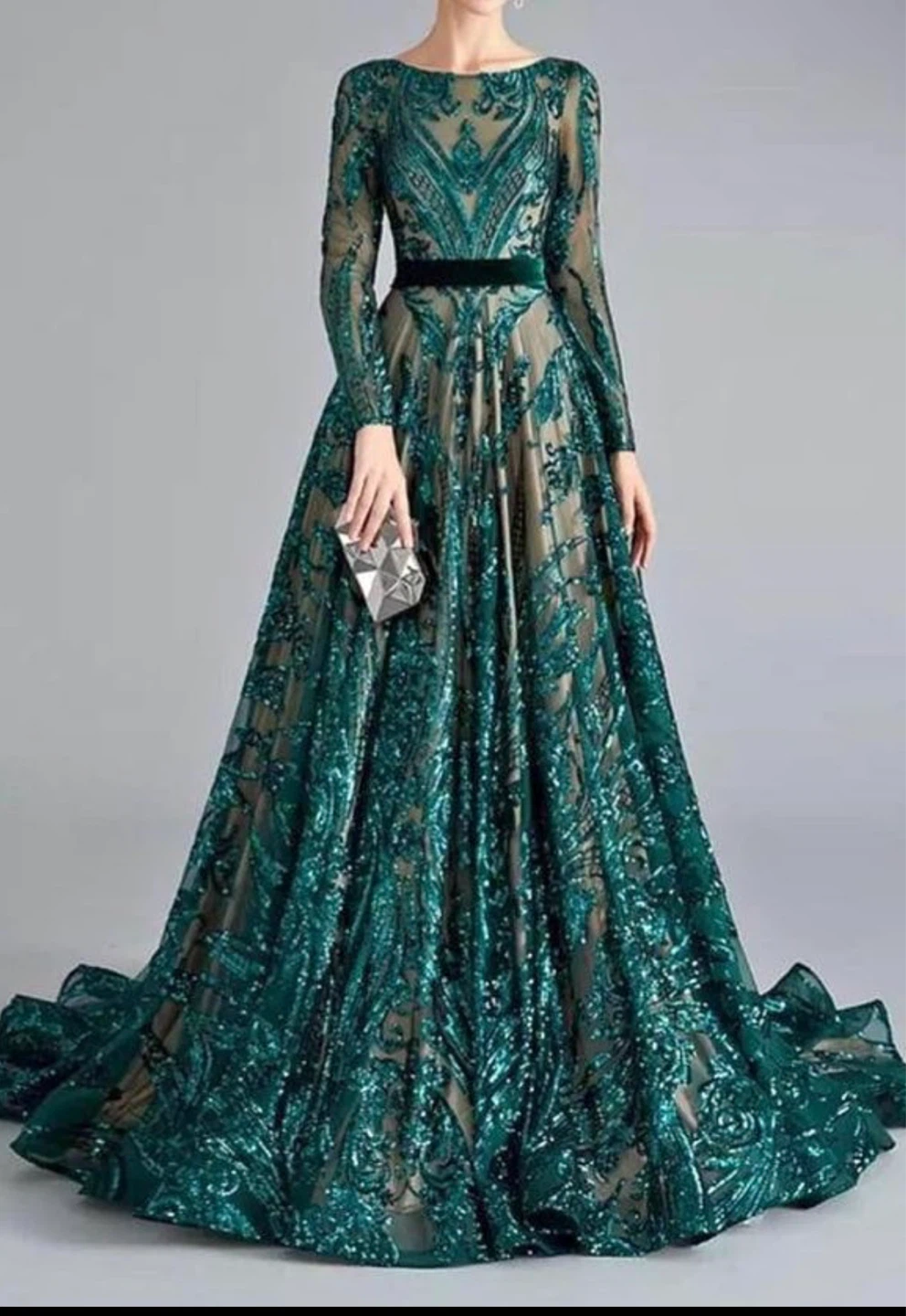 Emerald Green Sequin Ball Gown
