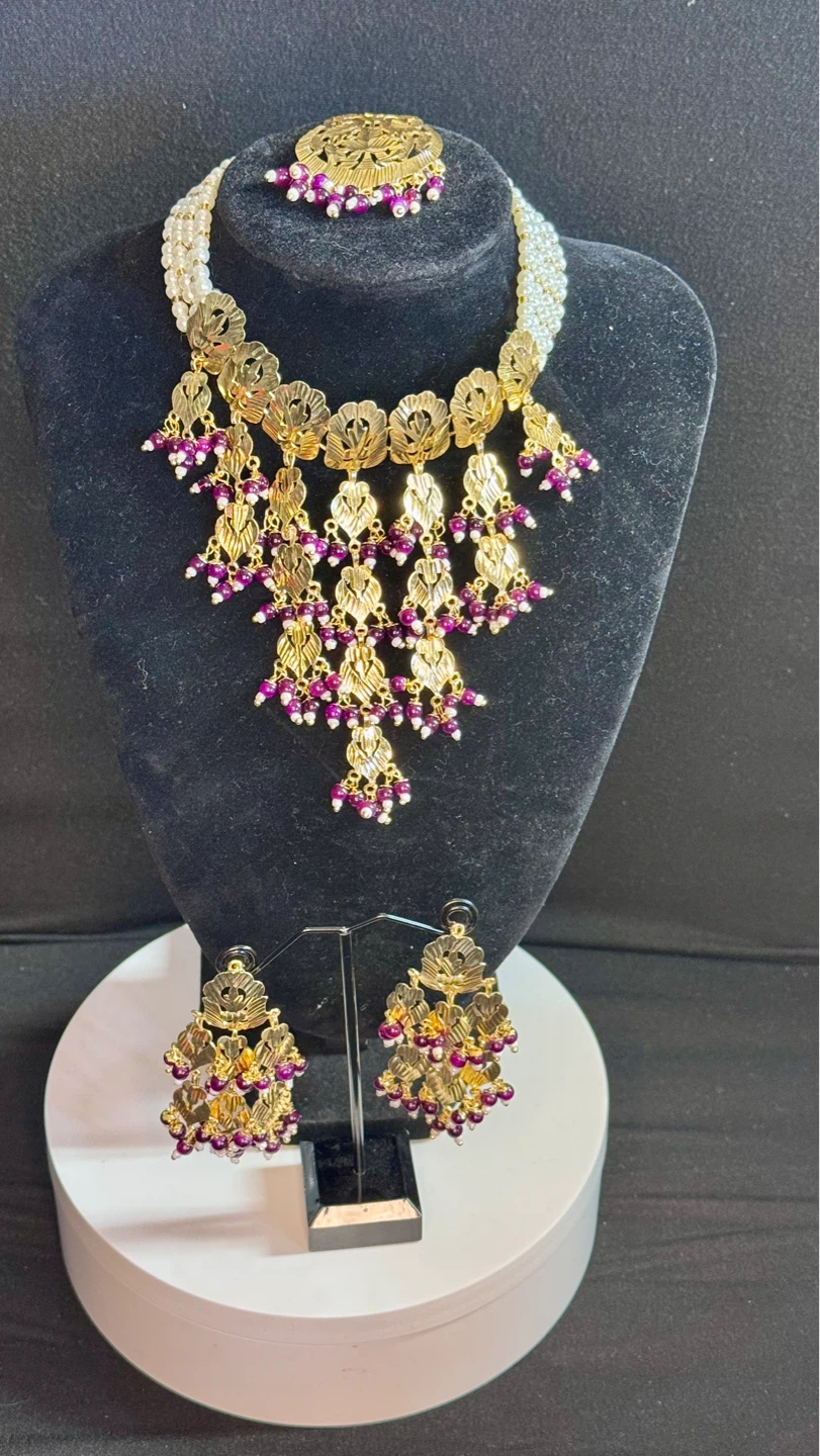 Jadau purple four piece set