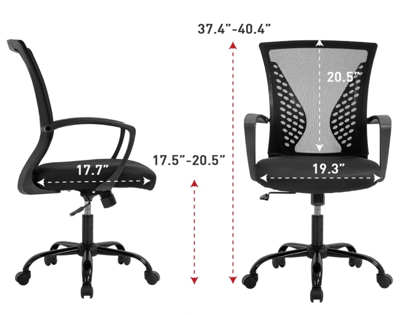 Black Mesh Office Chair with Adjustable Height - photo 2