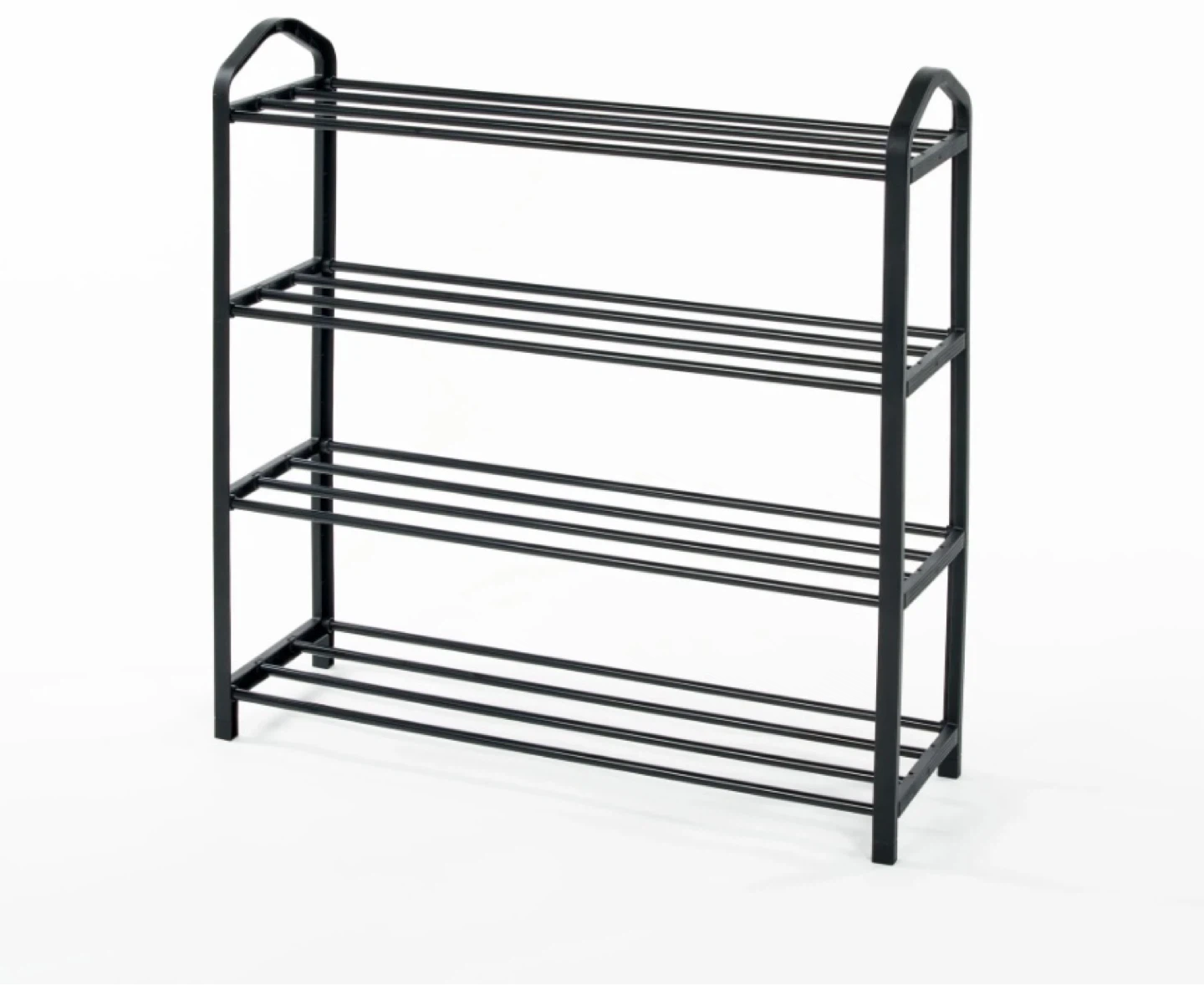 4-Tier Black Metal Shoe Rack