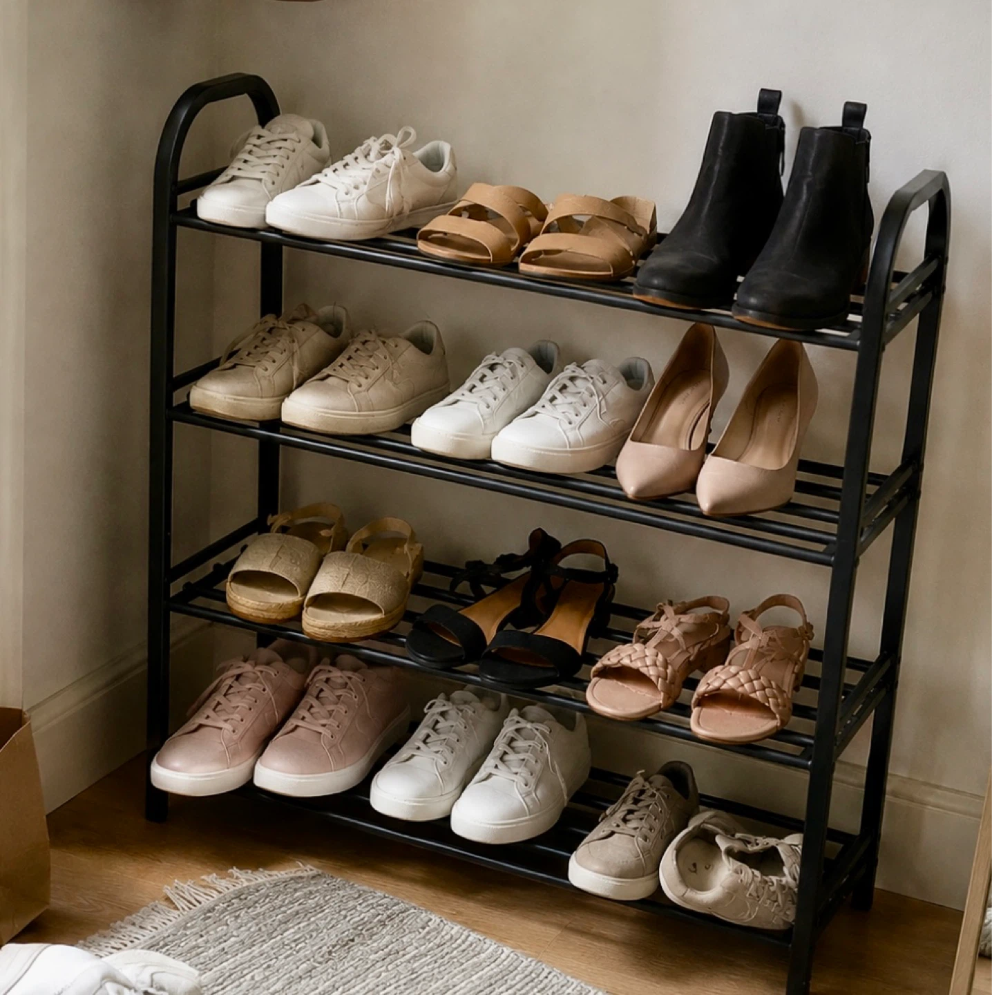4-Tier Black Metal Shoe Rack - photo 3