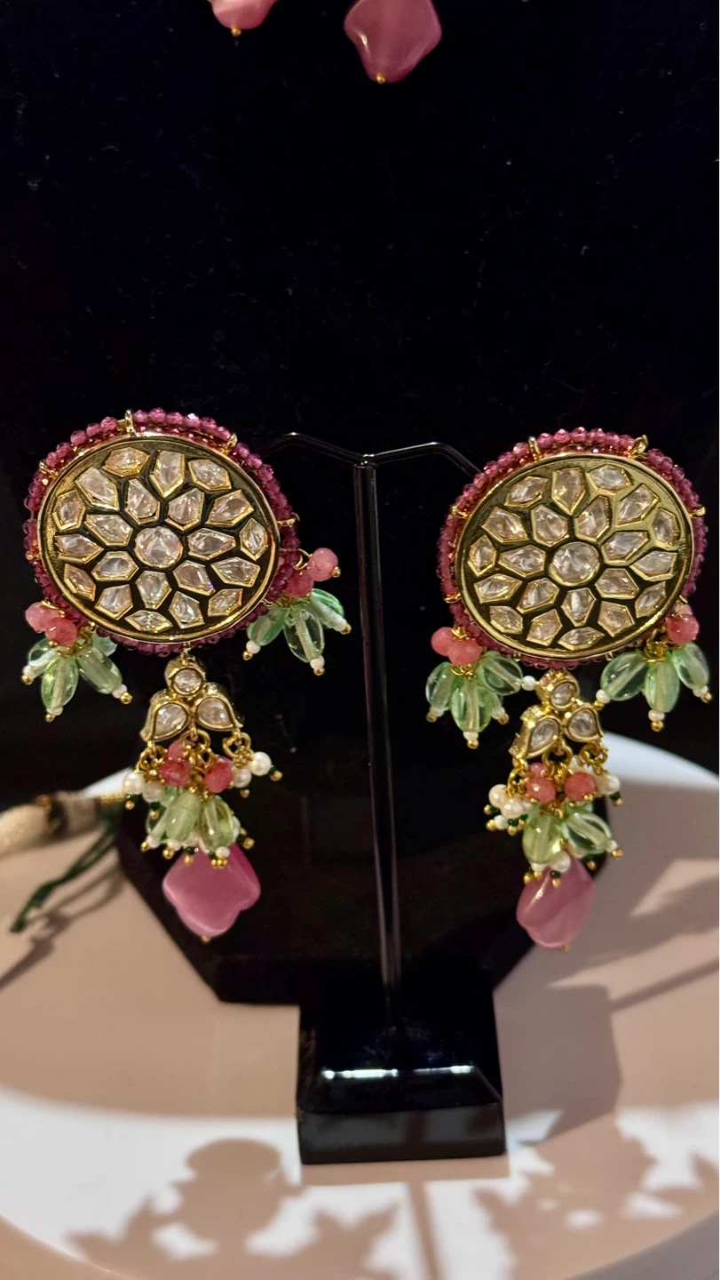 Mint/pink tayani kundan choker set - photo 3