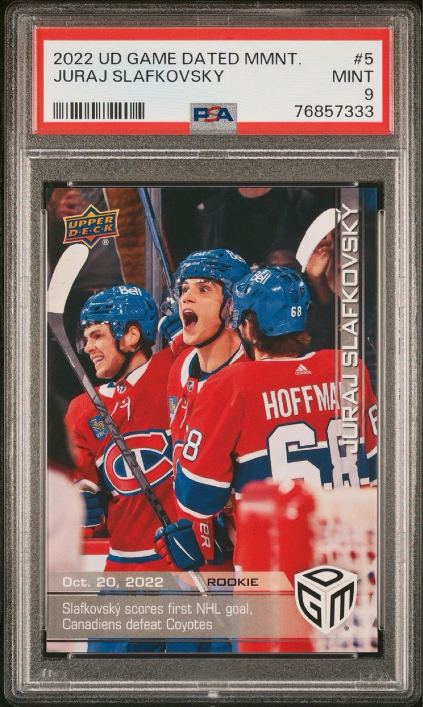 2022-23 Upper Deck Game-Dated Juraj Slafkovsky Rookie PSA 9