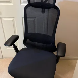 Black Office Chair with Headrest