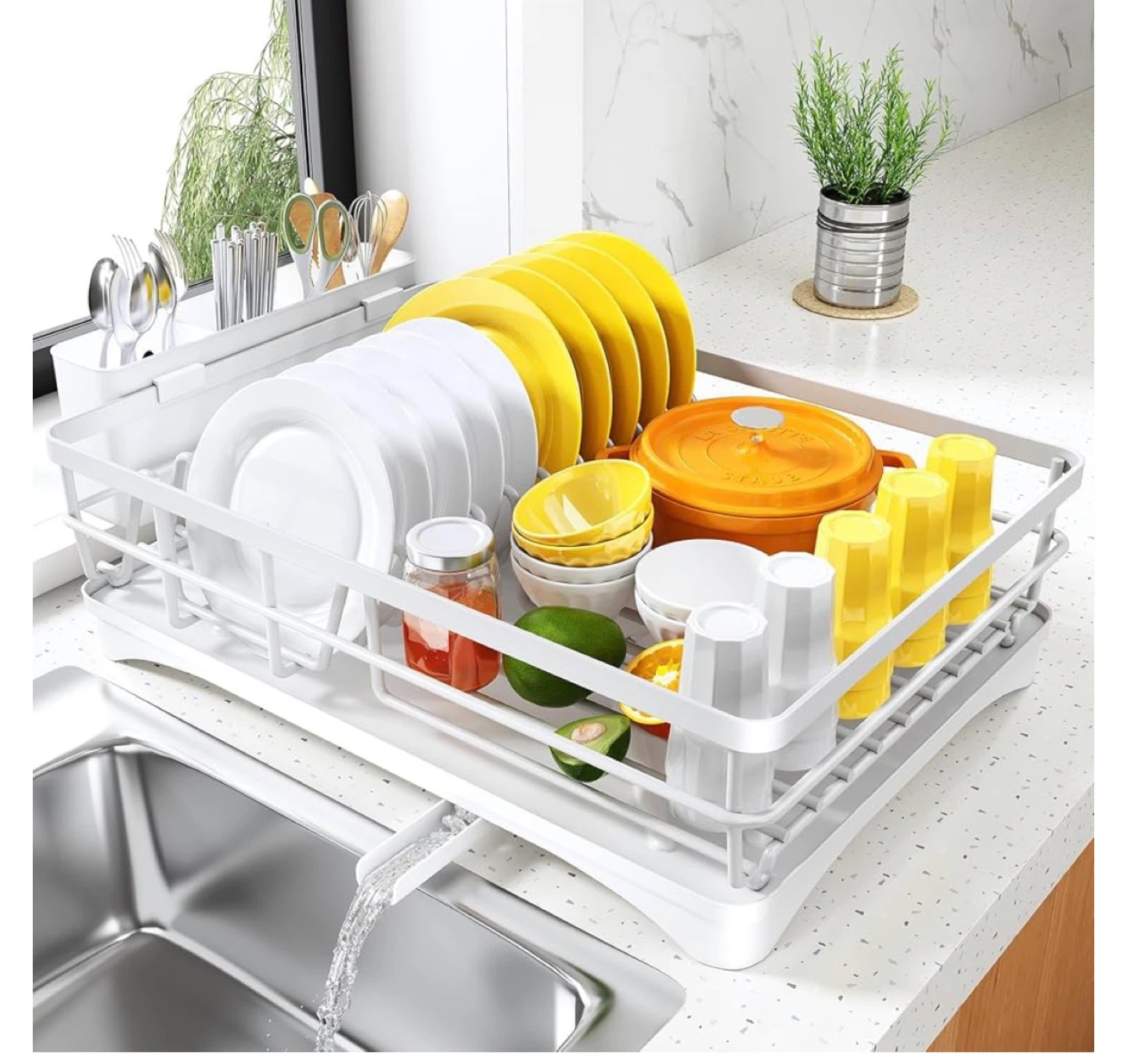 Dish drying rack (white - metal) - photo 2