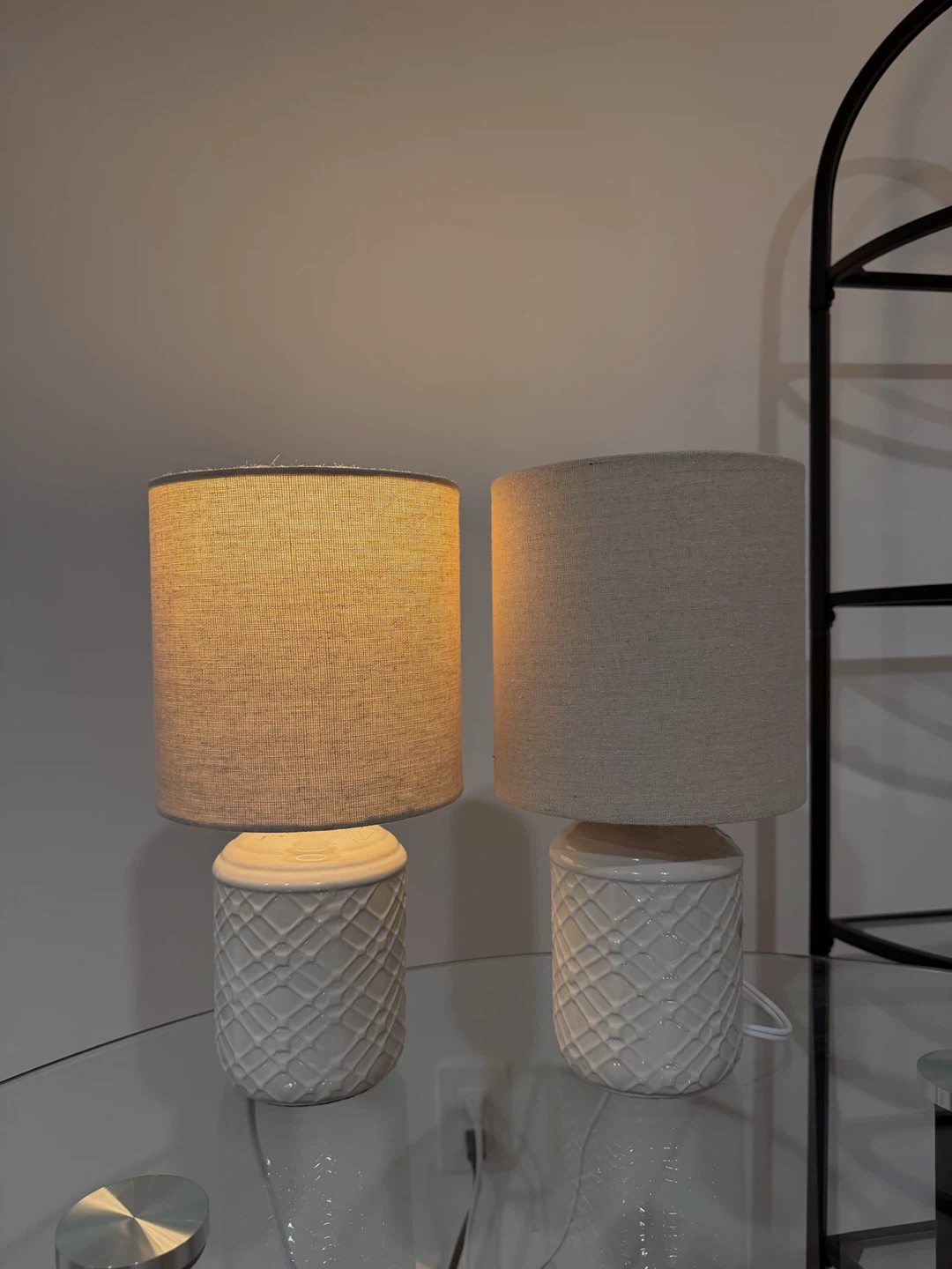 Set of 2 Beige Ceramic Table Lamps