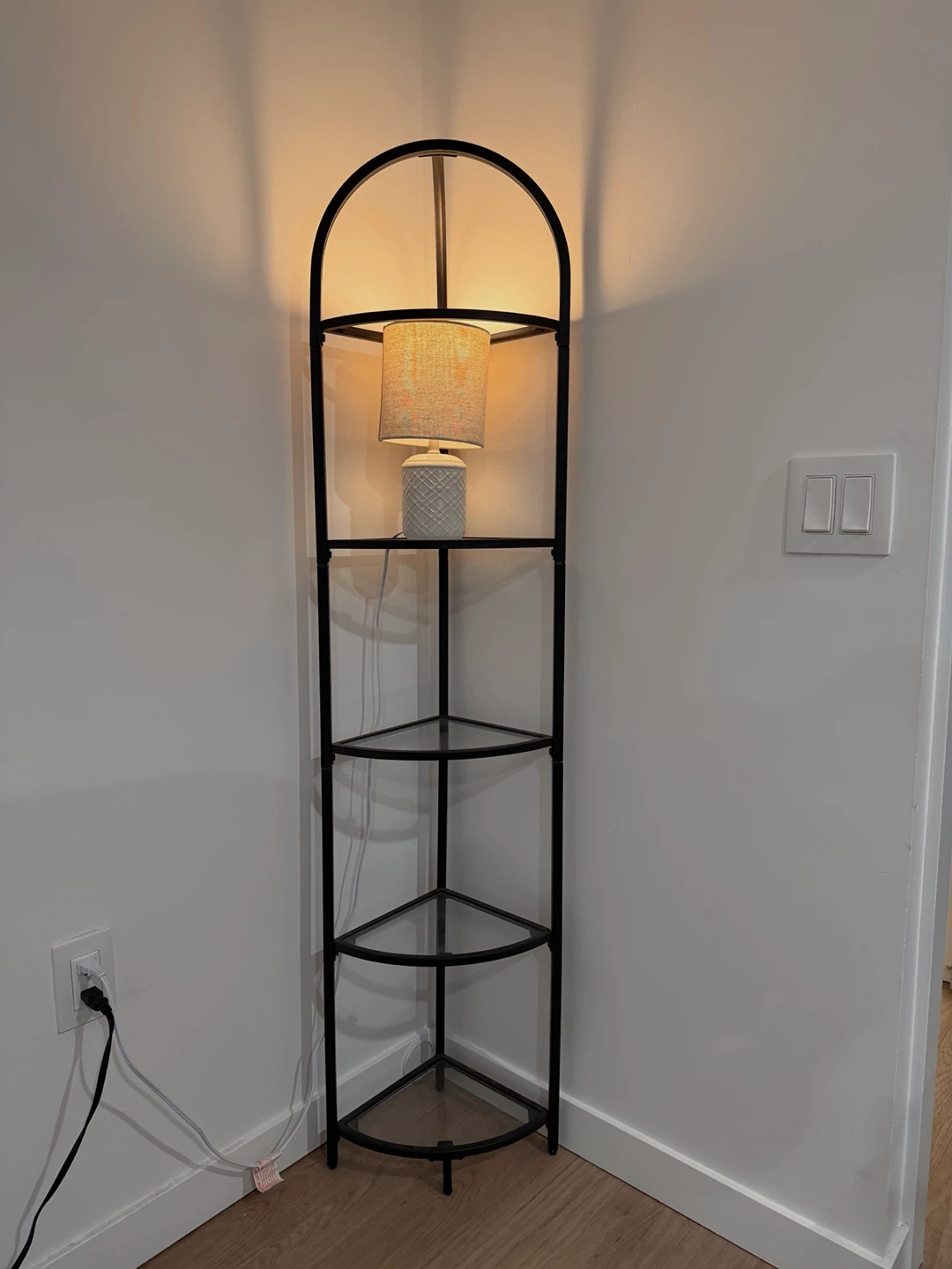Corner Floor Lamp with Shelves - photo 2