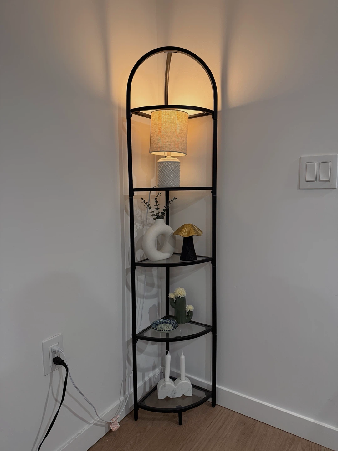 Corner Floor Lamp with Shelves