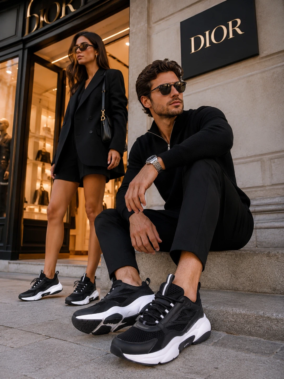 Dior B22 Sneakers Black White Men's Size unisex