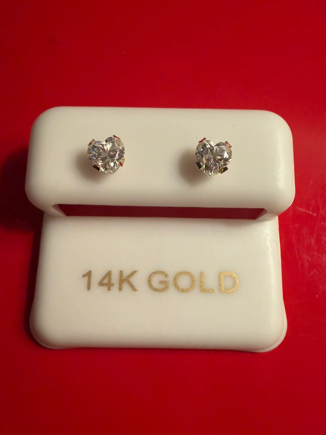 14K Gold Heart Shape Moissanite Stud Earrings