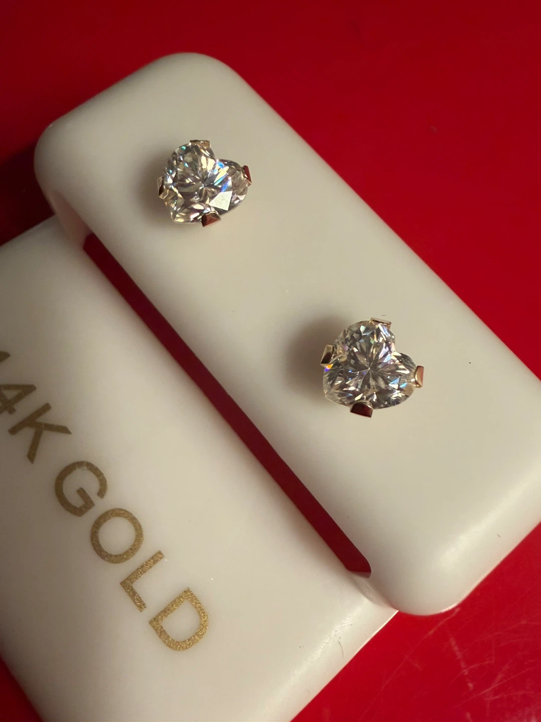 14K Gold Heart Shape Moissanite Stud Earrings - photo 2