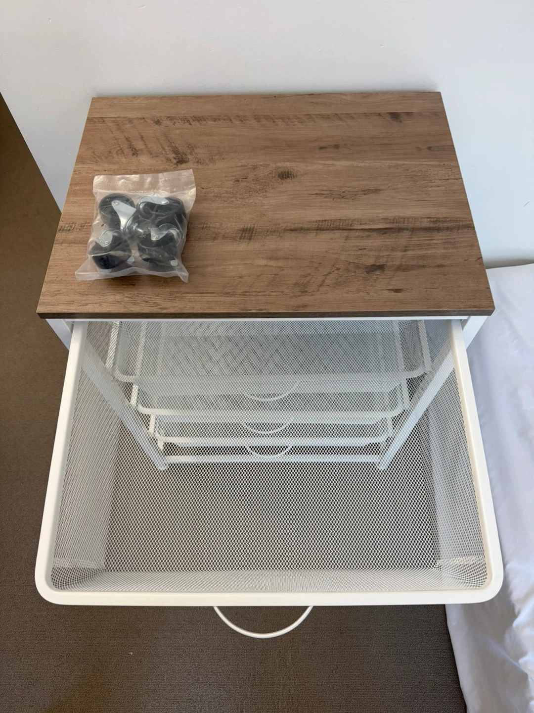 COSTCO 4-Drawer Rolling Storage Cart with Wood Top - photo 2