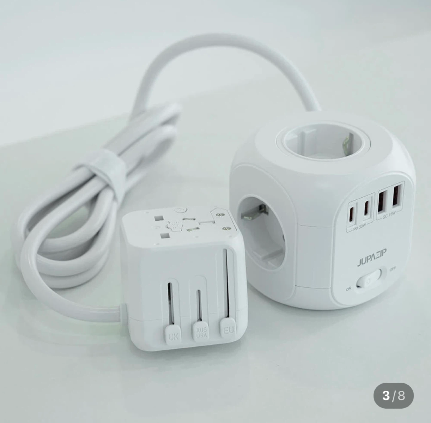 JUPAZIP Power Cube Travel Adapter with USB Ports - photo 3