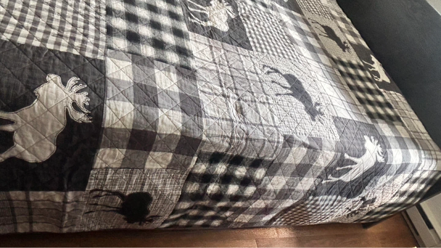 Canadiana Quilted Moose Patchwork Bedspread Set - photo 3