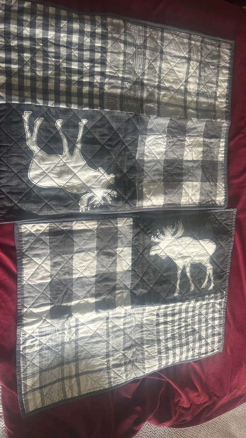 Canadiana Quilted Moose Patchwork Bedspread Set - photo 4