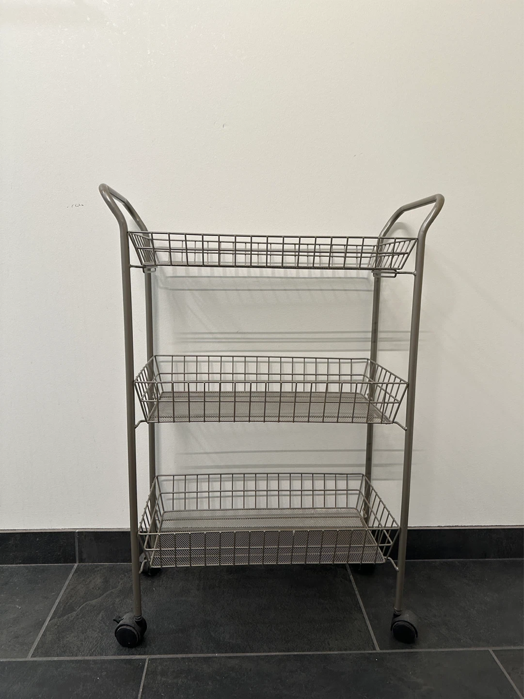 3-Tier Wire Mesh Rolling Cart - photo 2