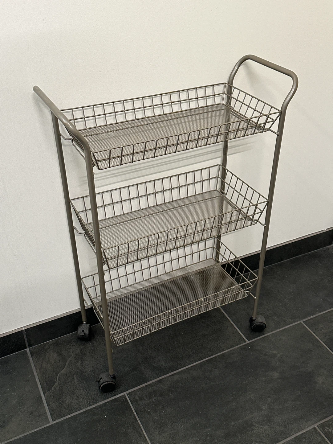 3-Tier Wire Mesh Rolling Cart
