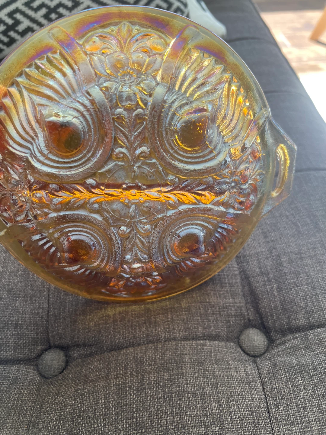 Vintage Amber Glass Serving Dish - photo 3
