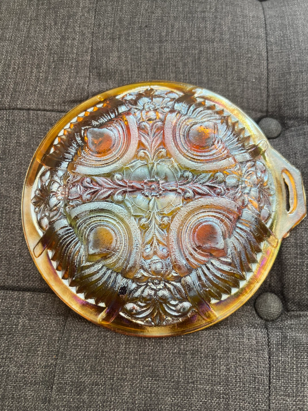 Vintage Amber Glass Serving Dish