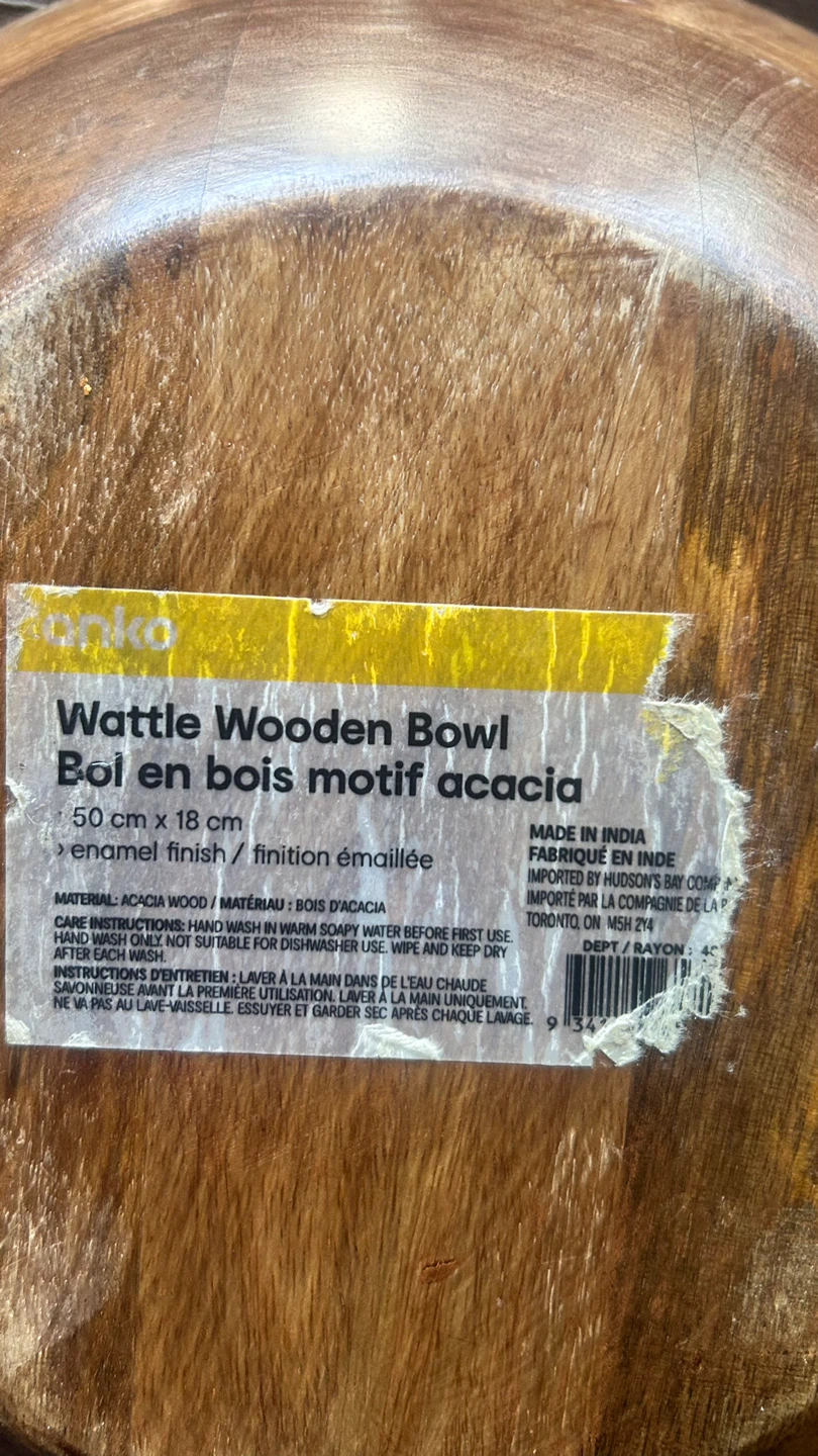 Kinto Wattle Wooden Bowl - 50 cm x 18 cm - photo 3