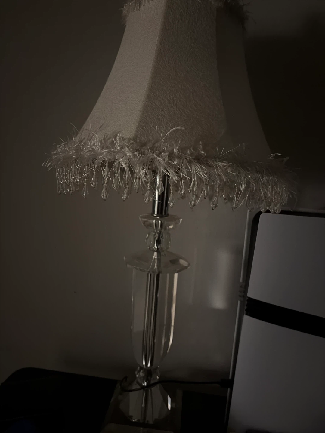 Crystal and Feather Trim Table Lamp