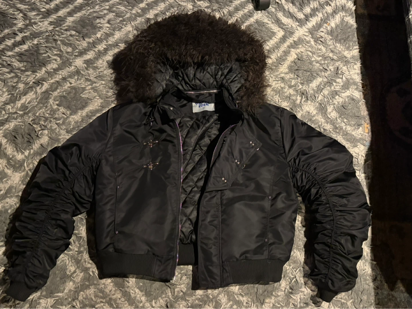Men’s Black Faux Fur Lining Coat (Cropped Fit)