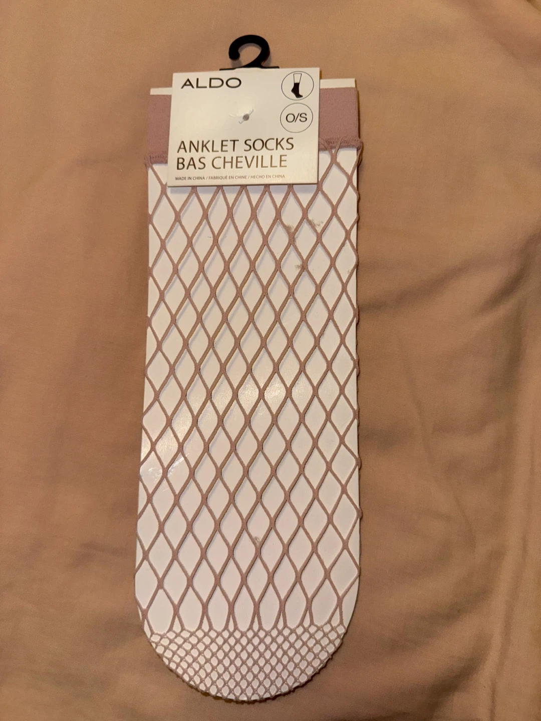 Aldo light pink fishnet ankle socks New