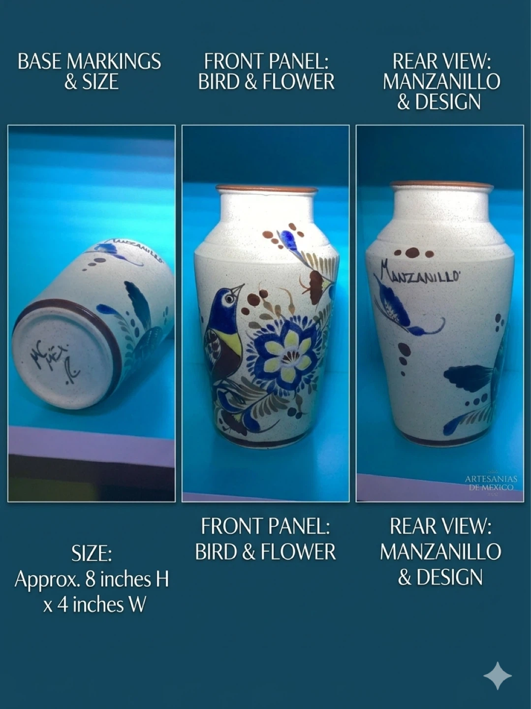 Hand-painted Ceramic Vase - Bird & Flower Design