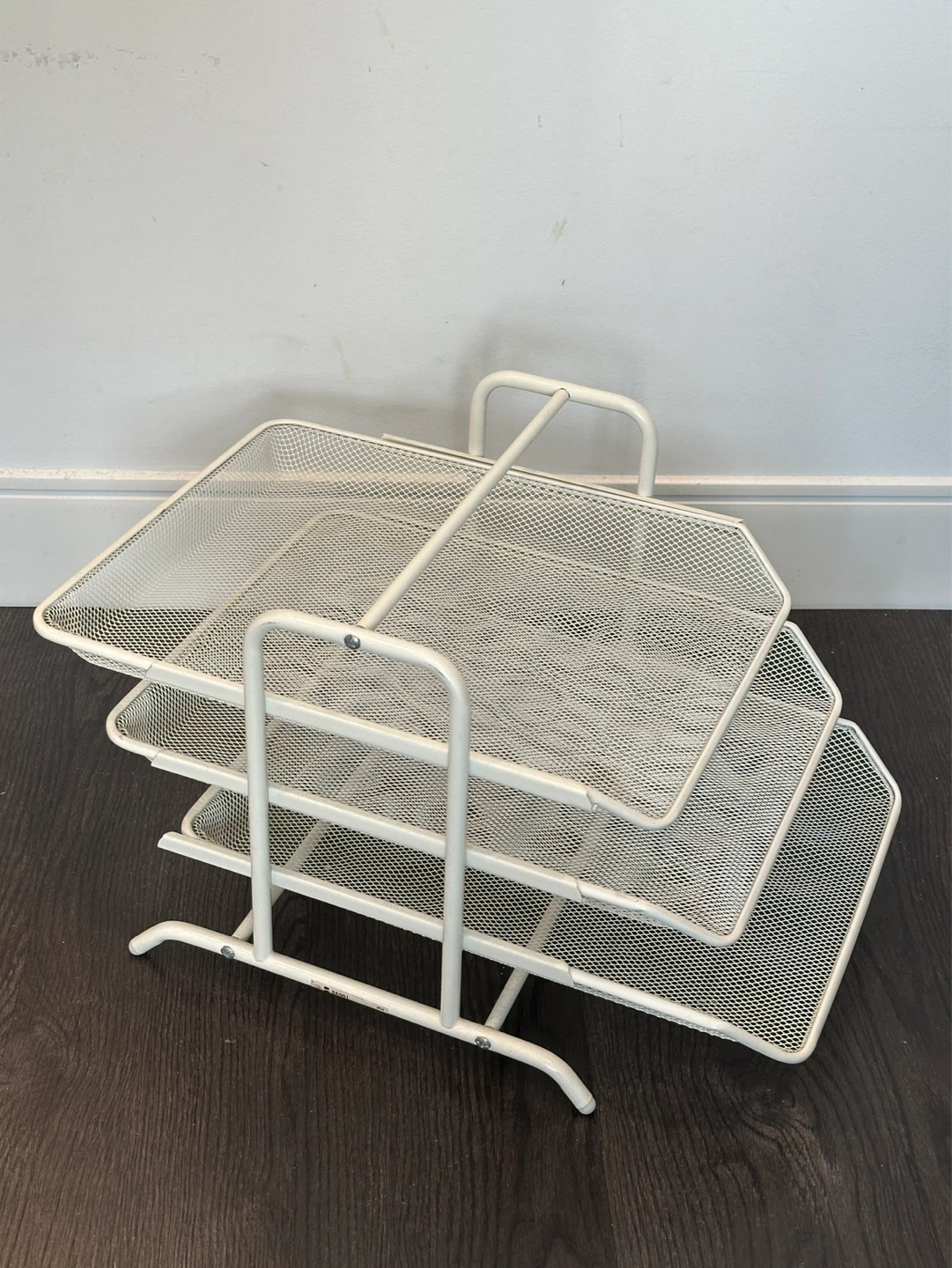 White Mesh Desk Organizer Tray Tiered Paper Sorter - photo 2