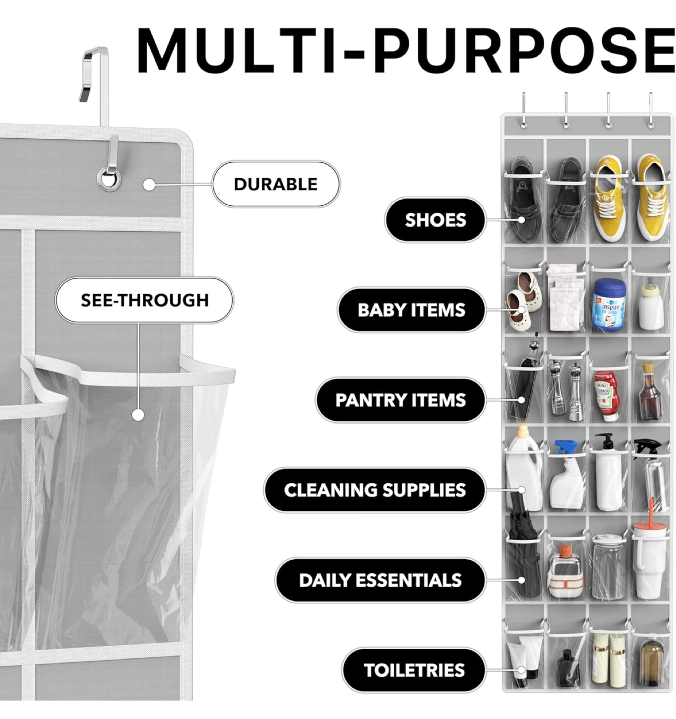 Multi-Purpose Over-the-Door Organizer with 24 Pockets - photo 2