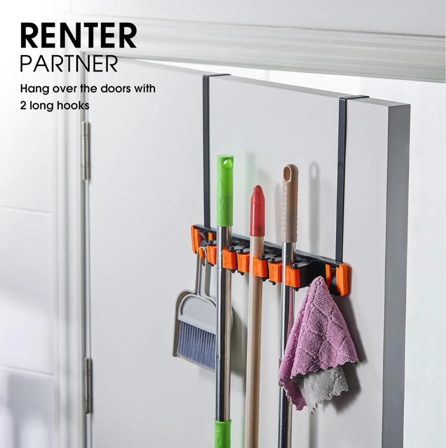 Over the Door Cleaning Supplies and Broom Organizer Holder