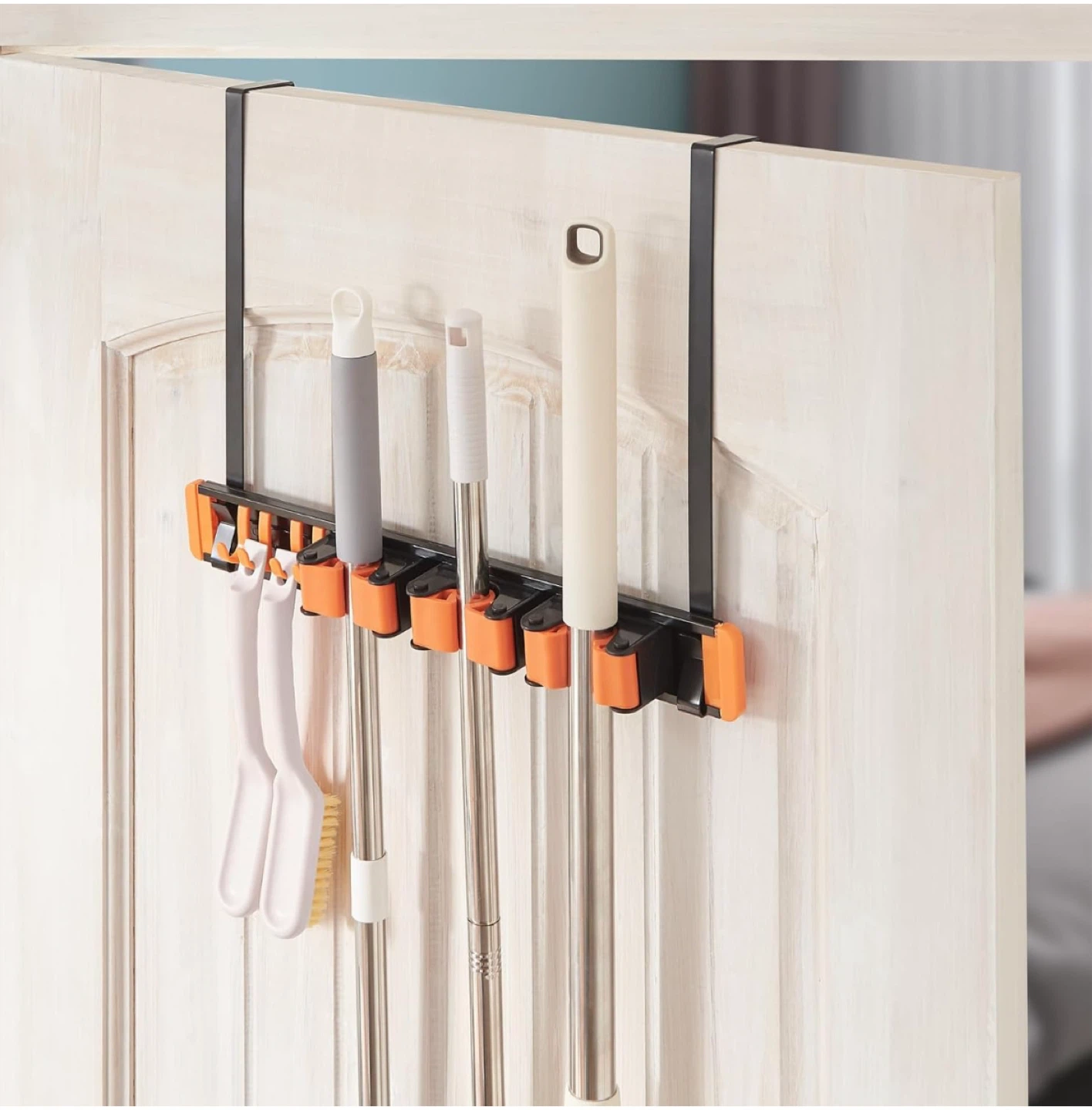 Over the Door Cleaning Supplies and Broom Organizer Holder - photo 2