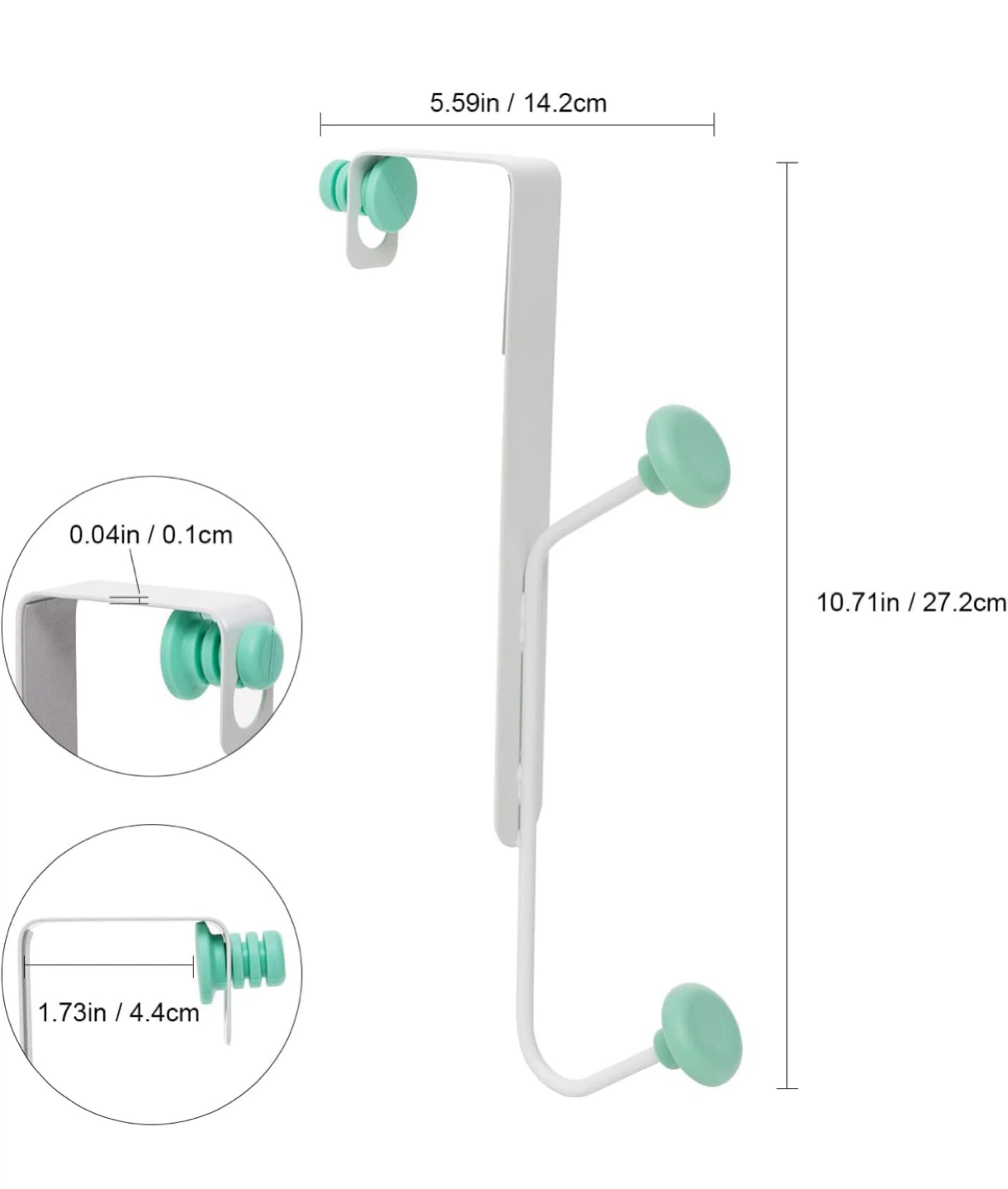 Over the Door Hook Rack with 8 Hooks. White and Mint Green - photo 2