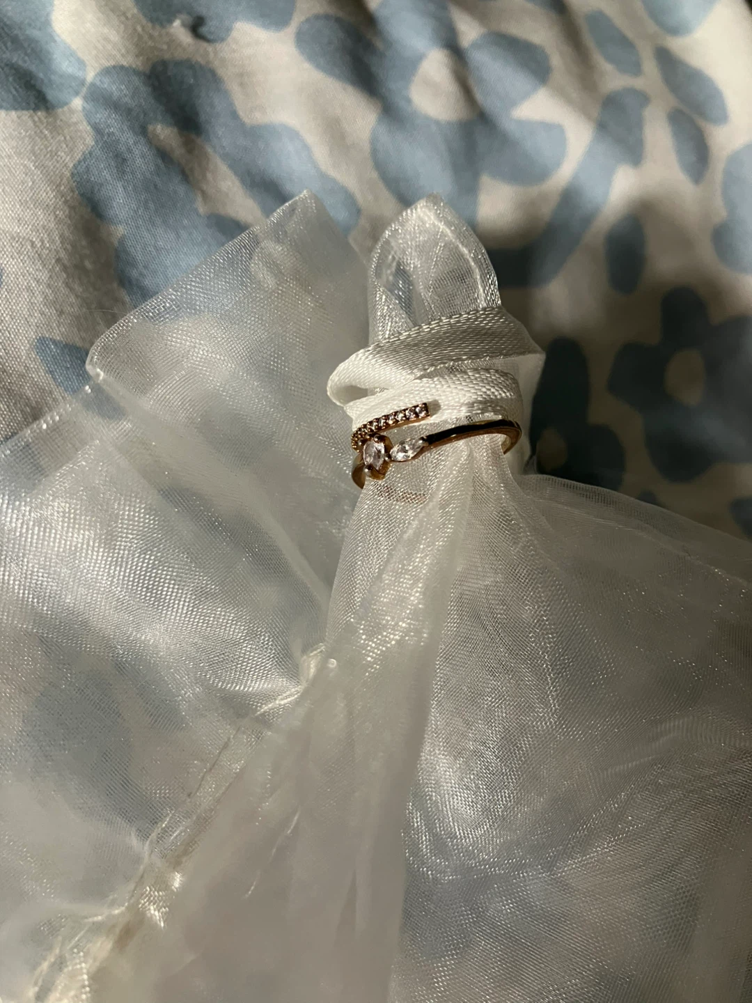 Rose Gold Ring with Clear Stones