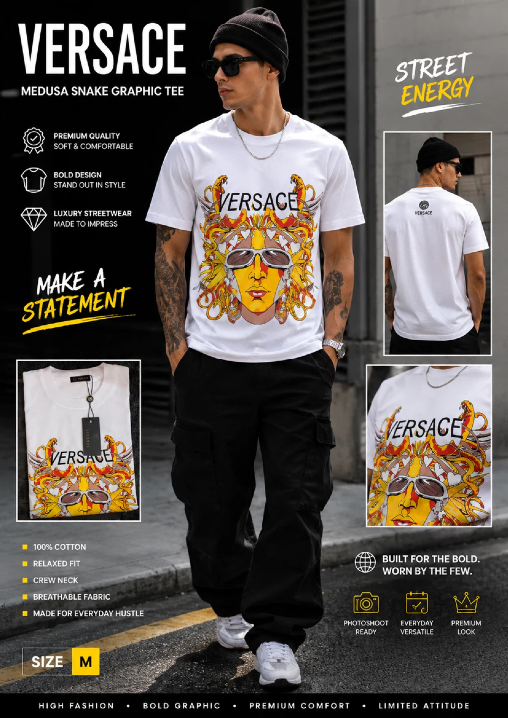 Versace Medusa Snake Graphic Tee