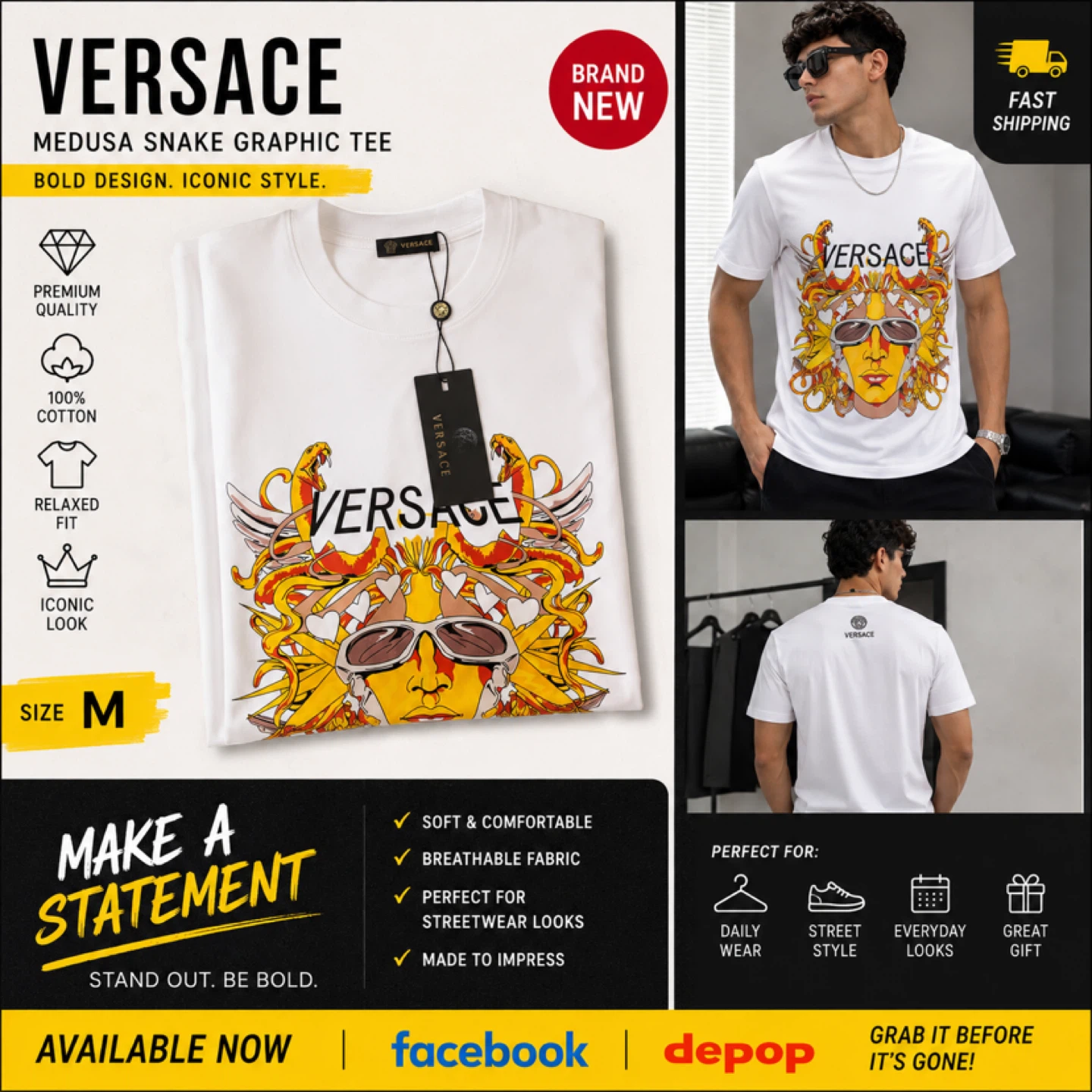 Versace Medusa Snake Graphic Tee - photo 2