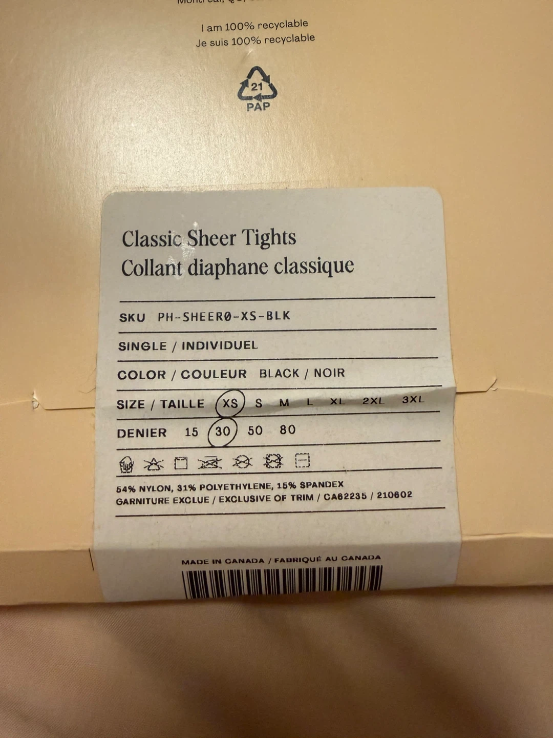 Sheertex Rip Resistant Tights, sheer black tights XS 30 Denier - photo 3